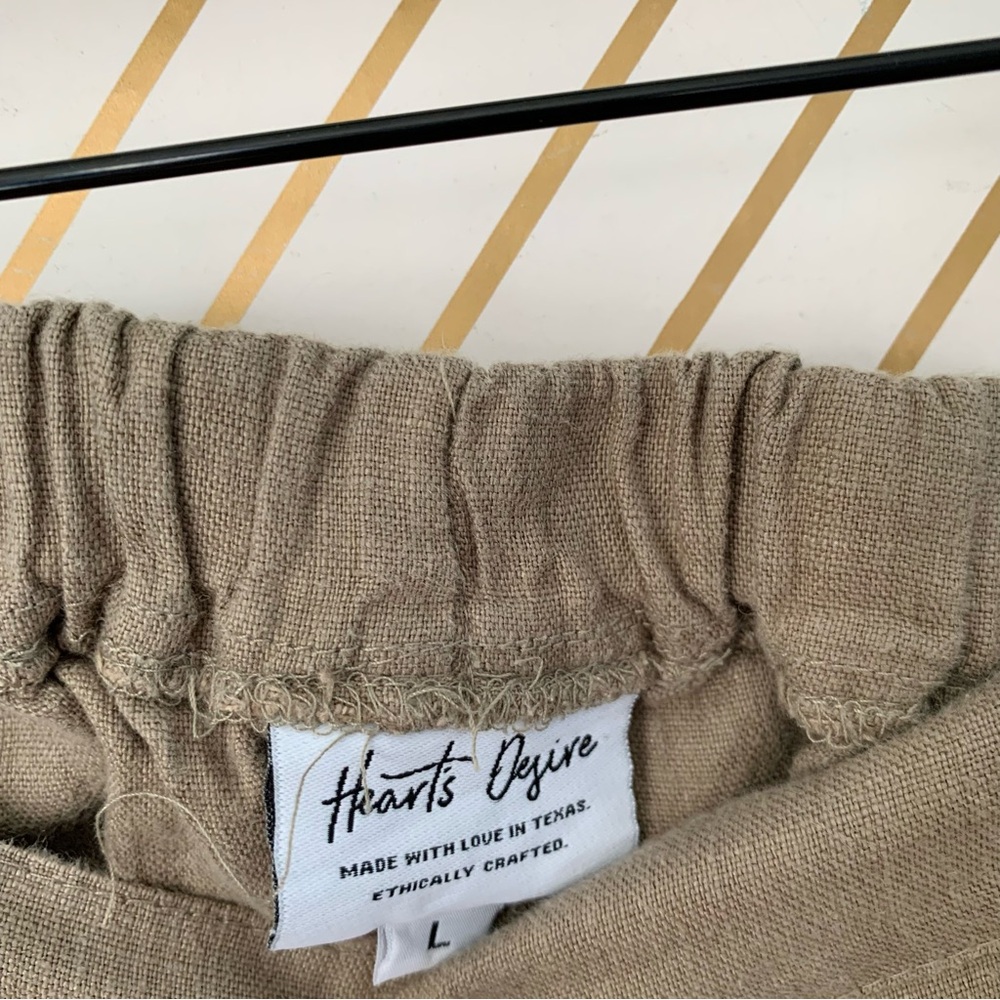 Heart’s Desire by Mary Grace Garbo Lagenlook Wide Leg Ruffle Bottom Linen Pant L - Picture 5 of 9
